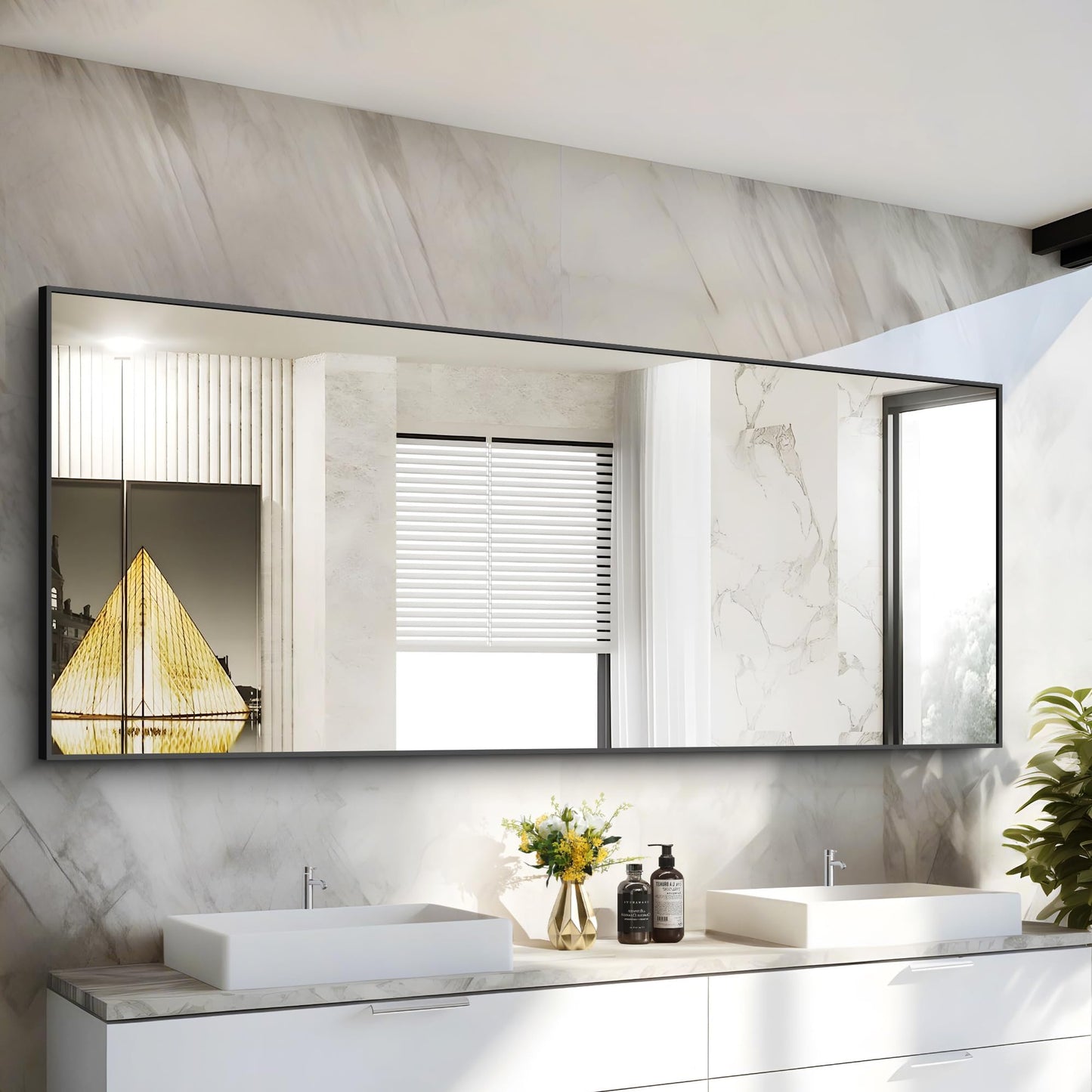 40x48 Black Bathroom Mirror
