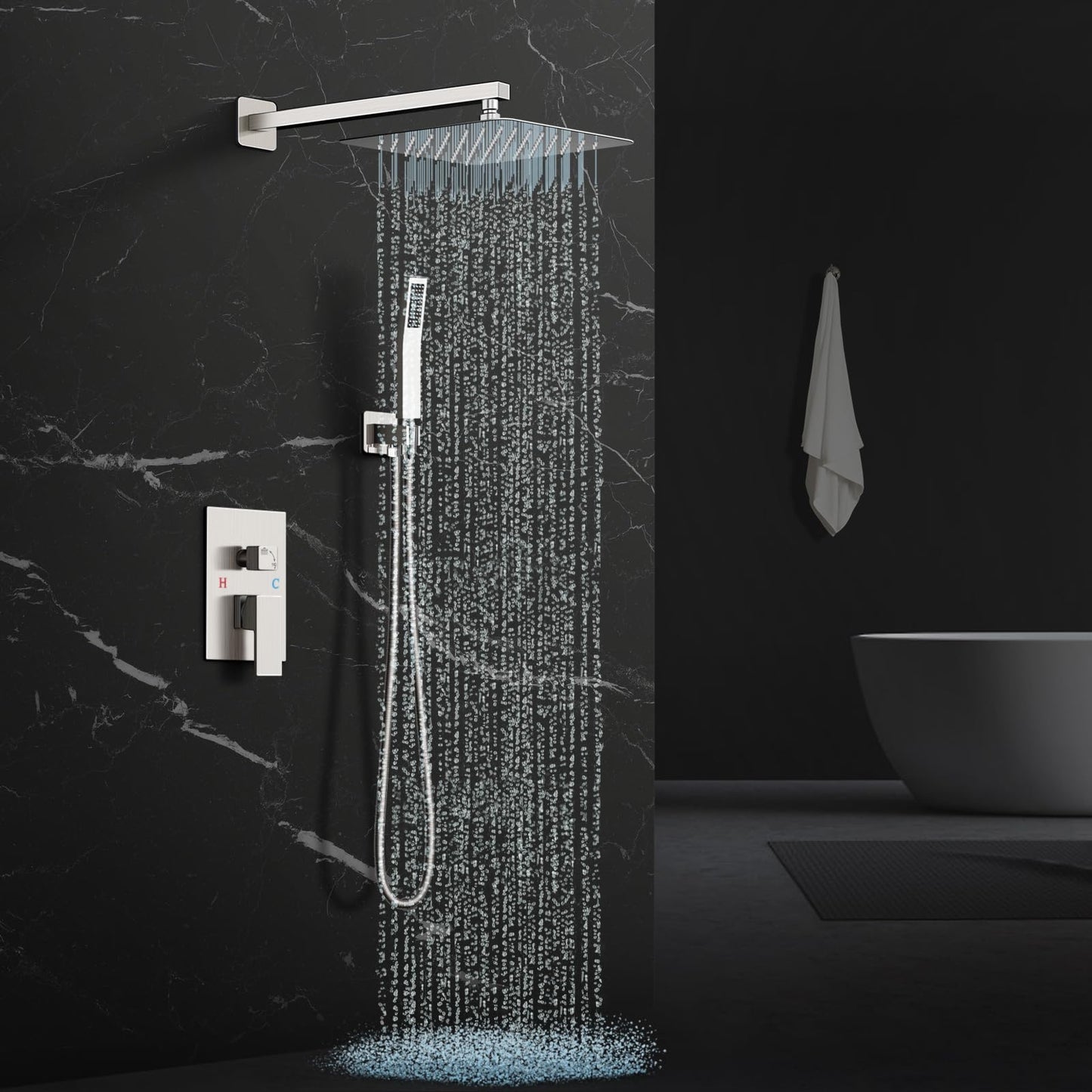 Black Shower Faucet Set - 10"