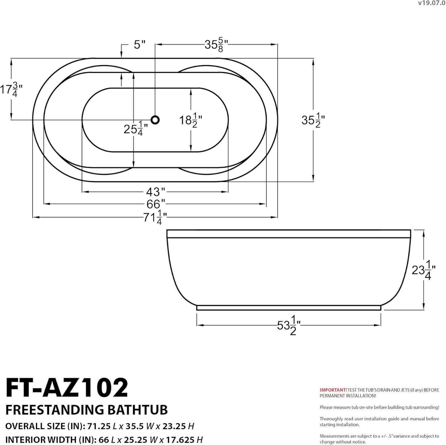 71" ANZZI Whirlpool Tub