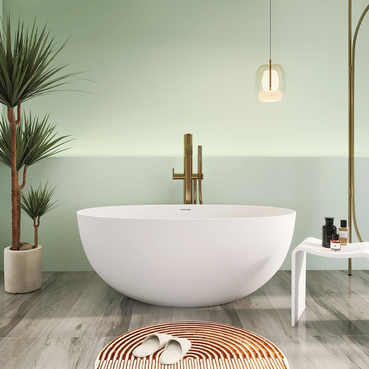 65" Solid Surface Tub - Cream