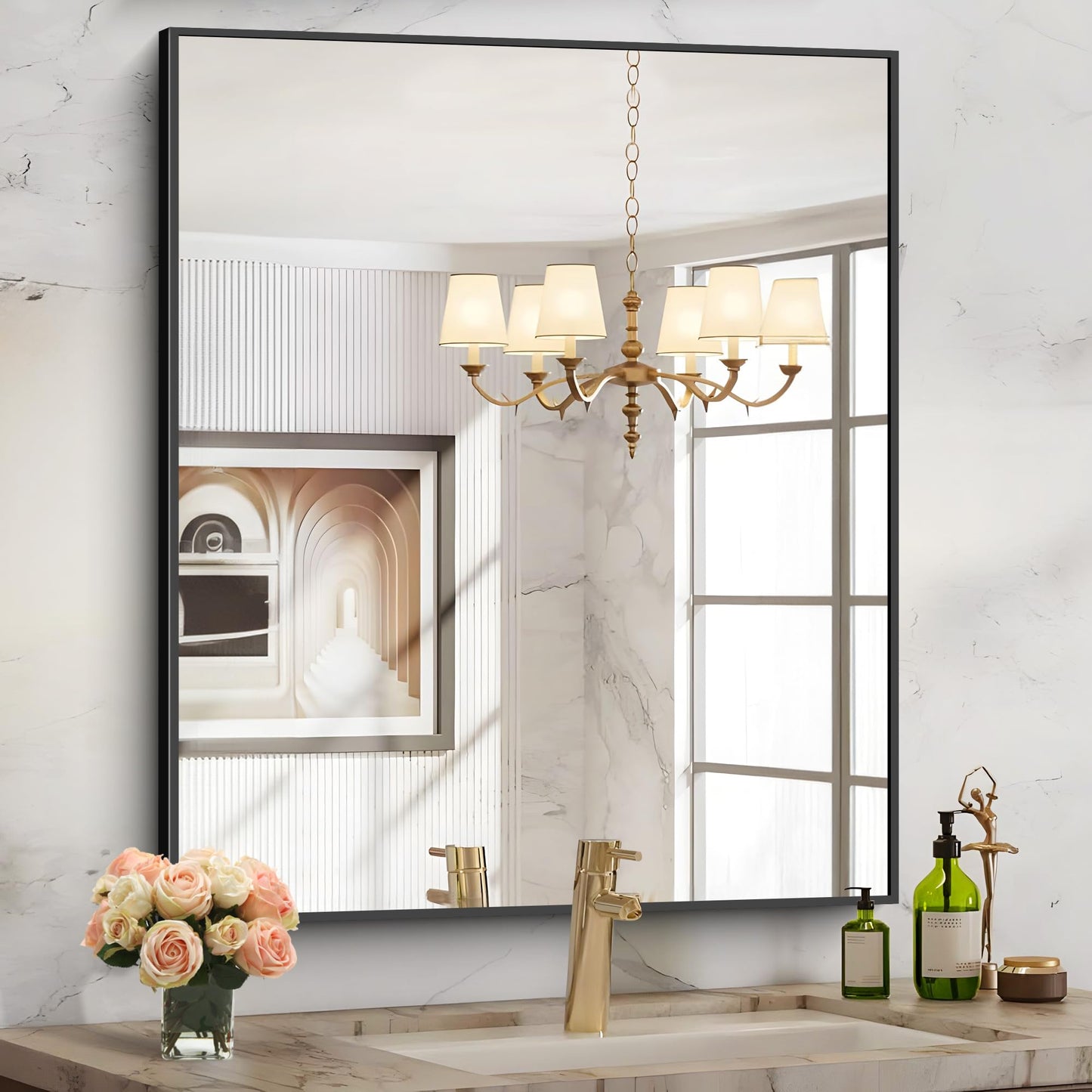 40x48 Black Bathroom Mirror