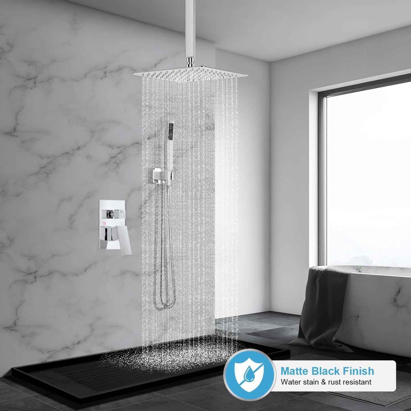 Black Shower Faucet Set - 10"