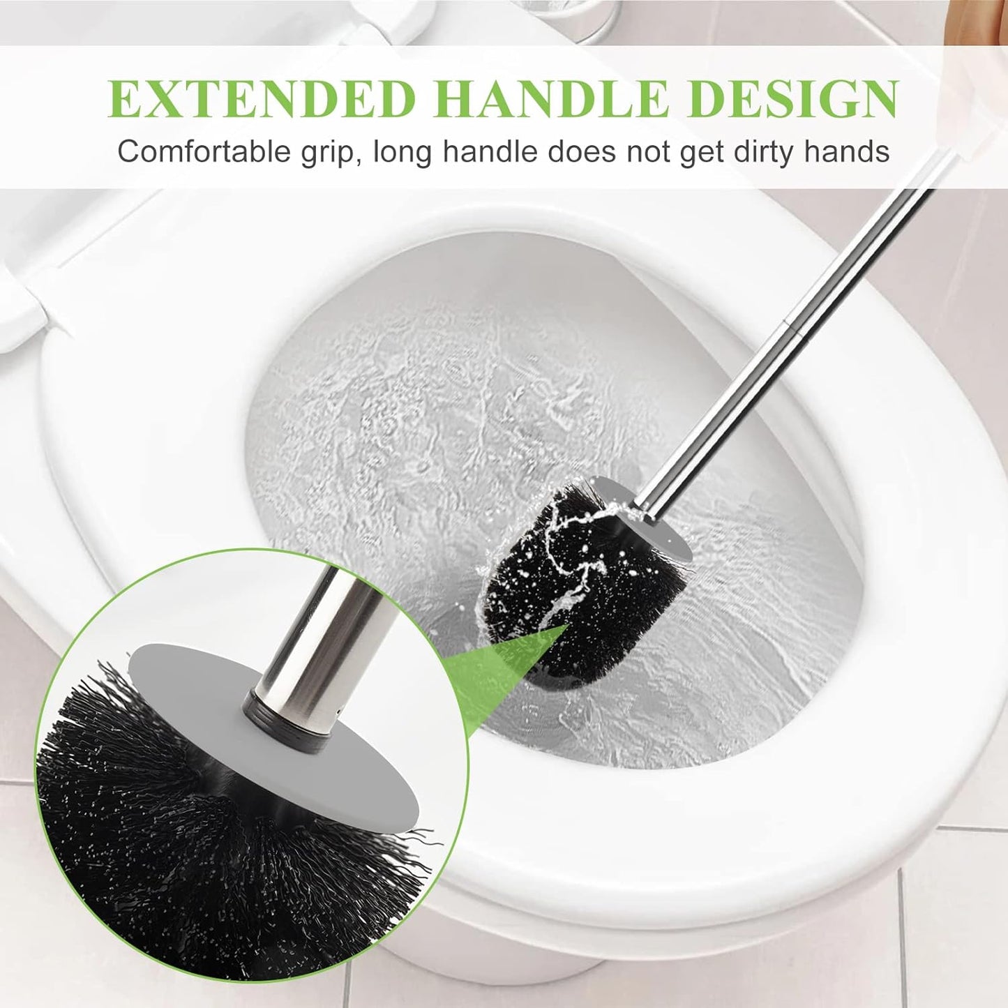 Compact Toilet Brush & Holder, White & Grey