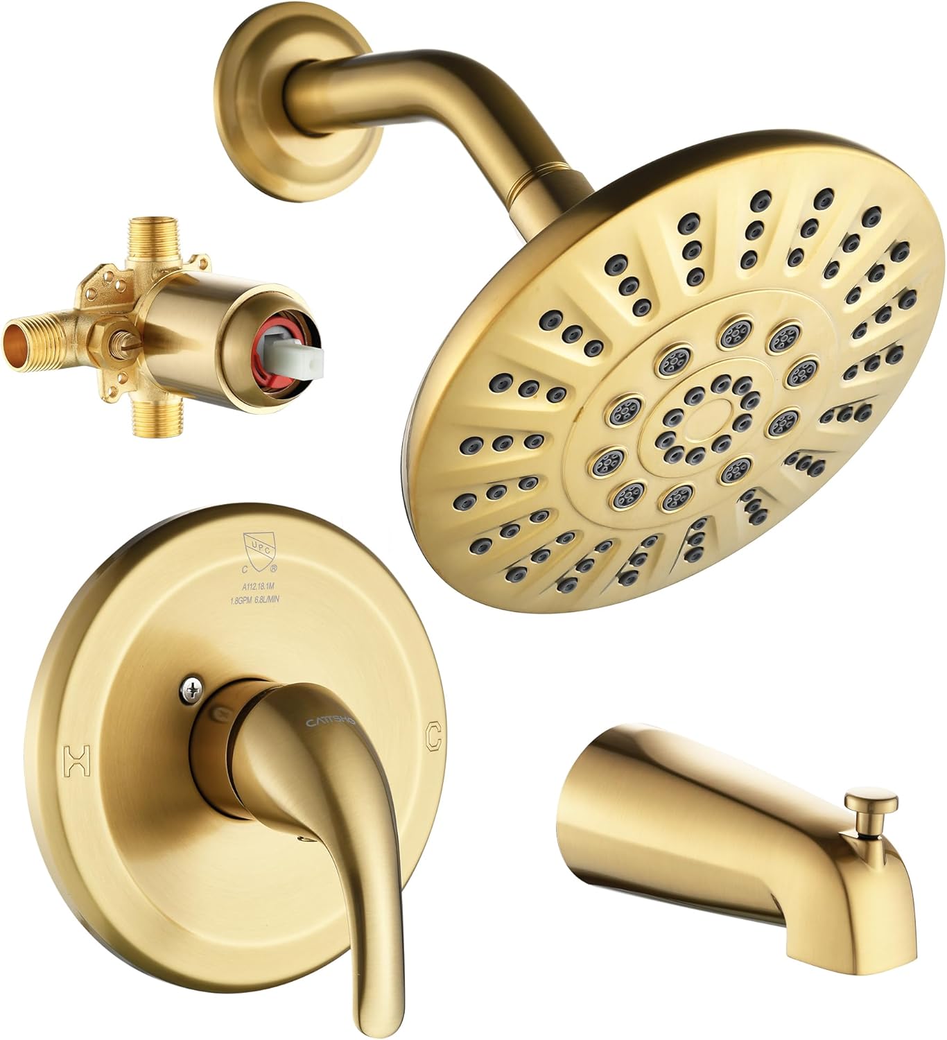 Shower Tub Faucet Set - Brushed Gold
