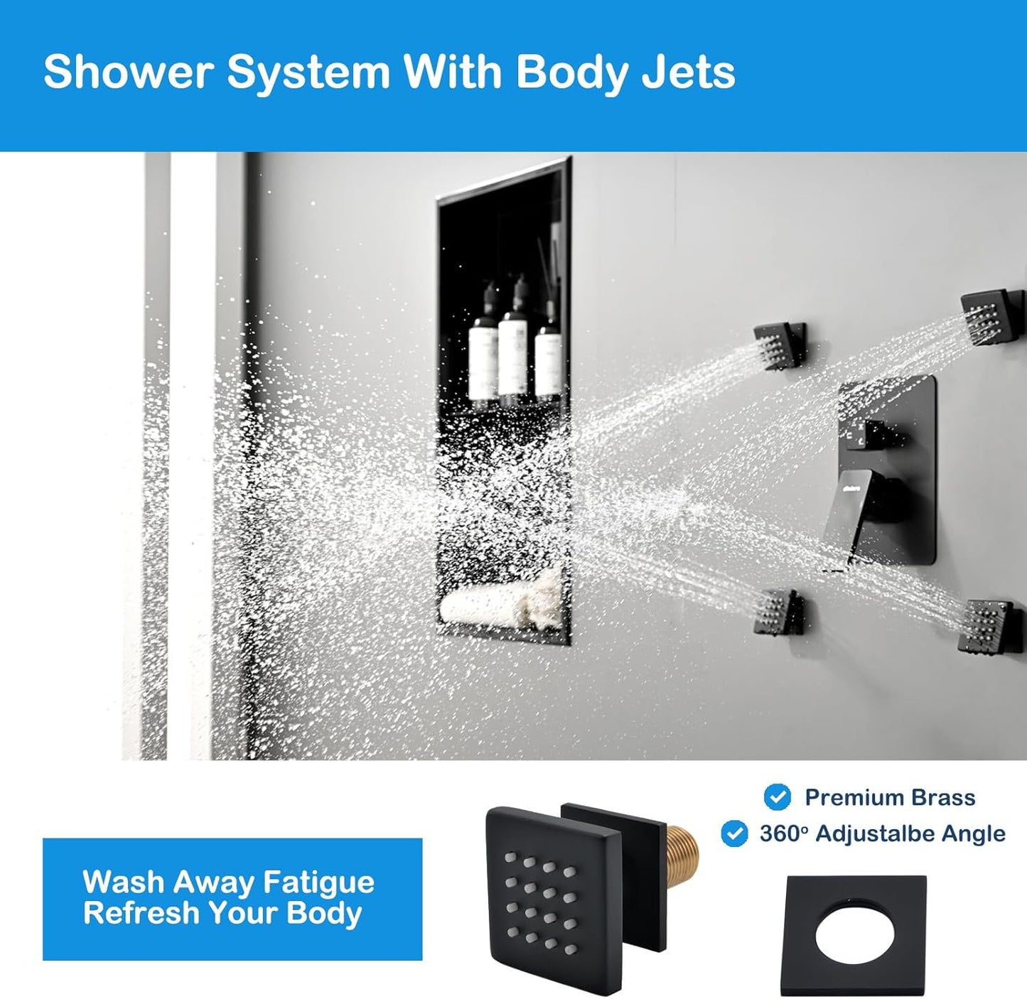 12" Rain Shower – Matte Black