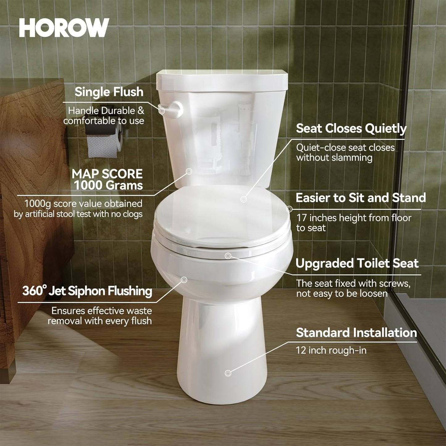 HOROW ADA Toilet – 1.28 GPF, White