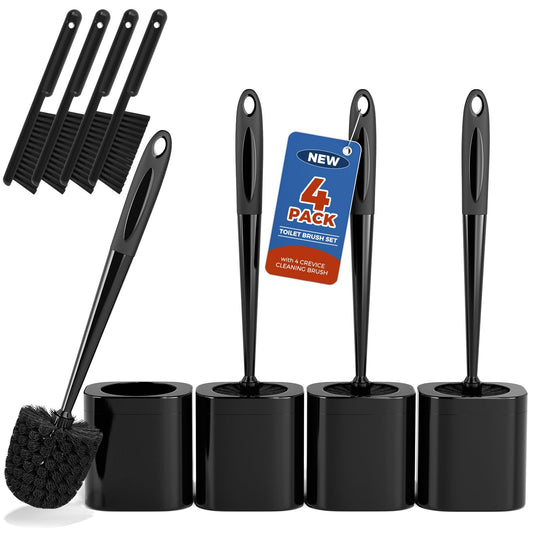 4-Pack Toilet Brush & Holder Set, White