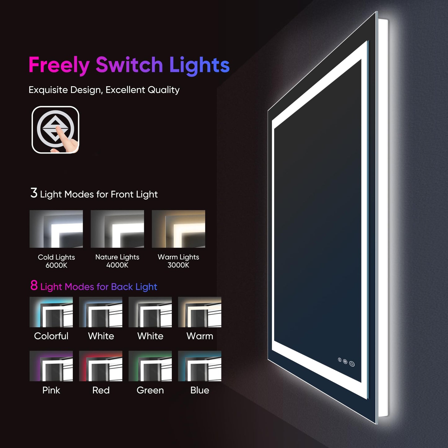 Antok 36x48 LED Bathroom Mirror