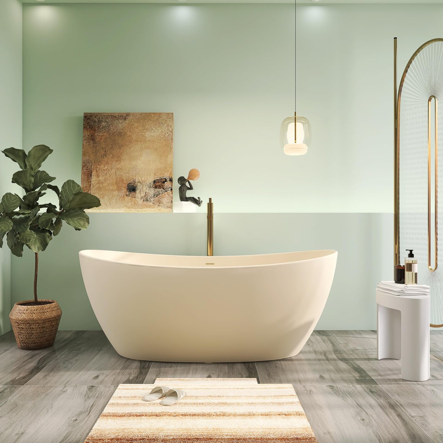 65" Solid Surface Tub - Cream