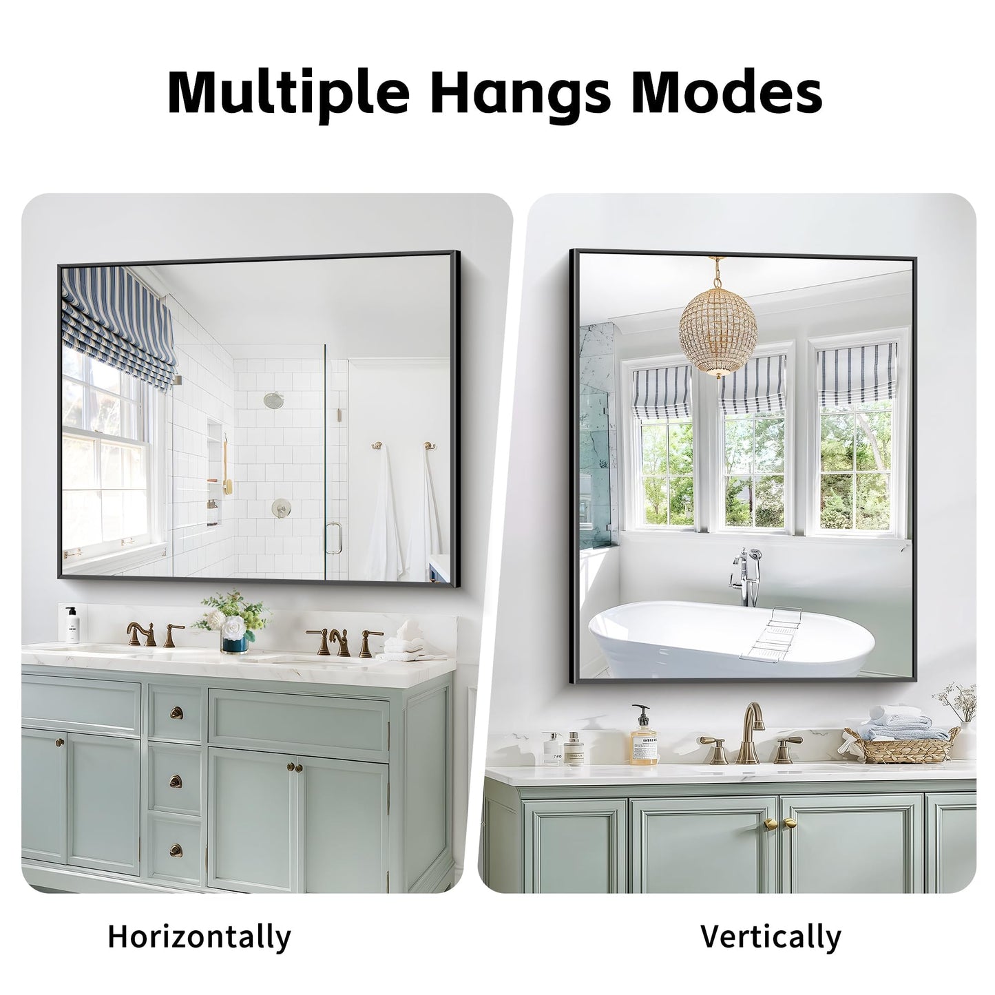40x48 Black Bathroom Mirror