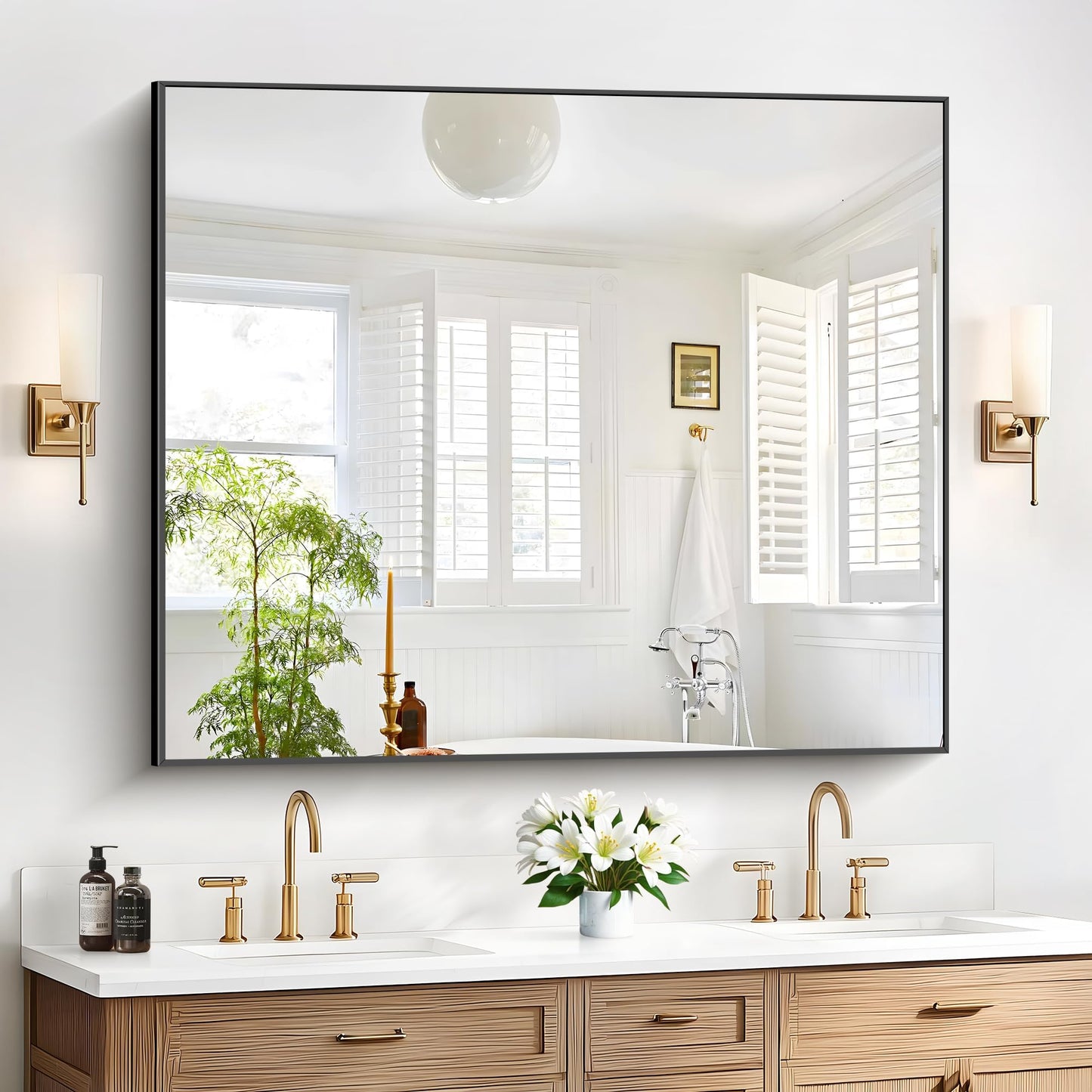 40x48 Black Bathroom Mirror