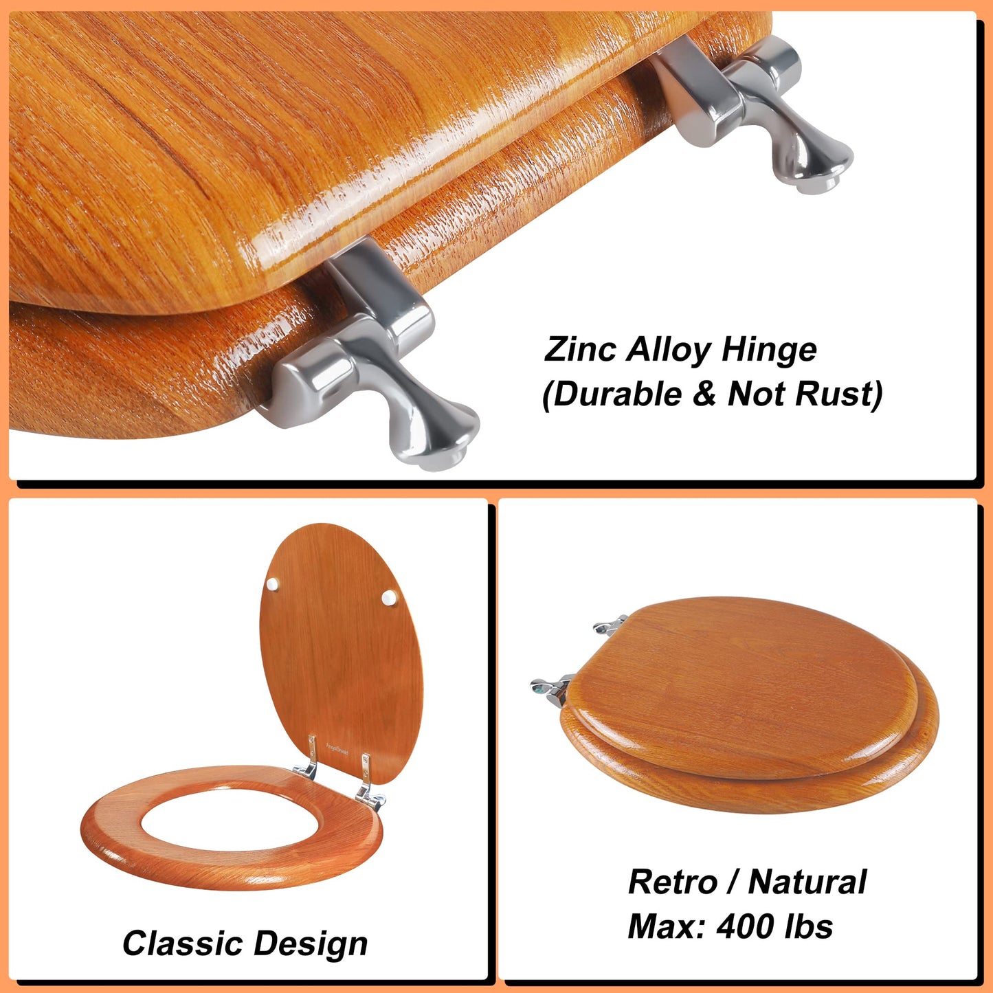 Angel Shield Wood Toilet Seat