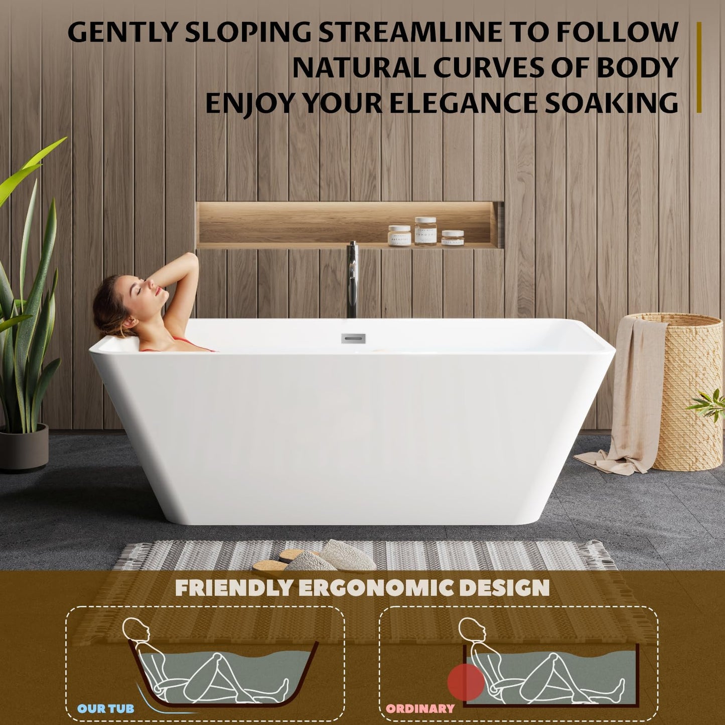 59" Freestanding Tub - White