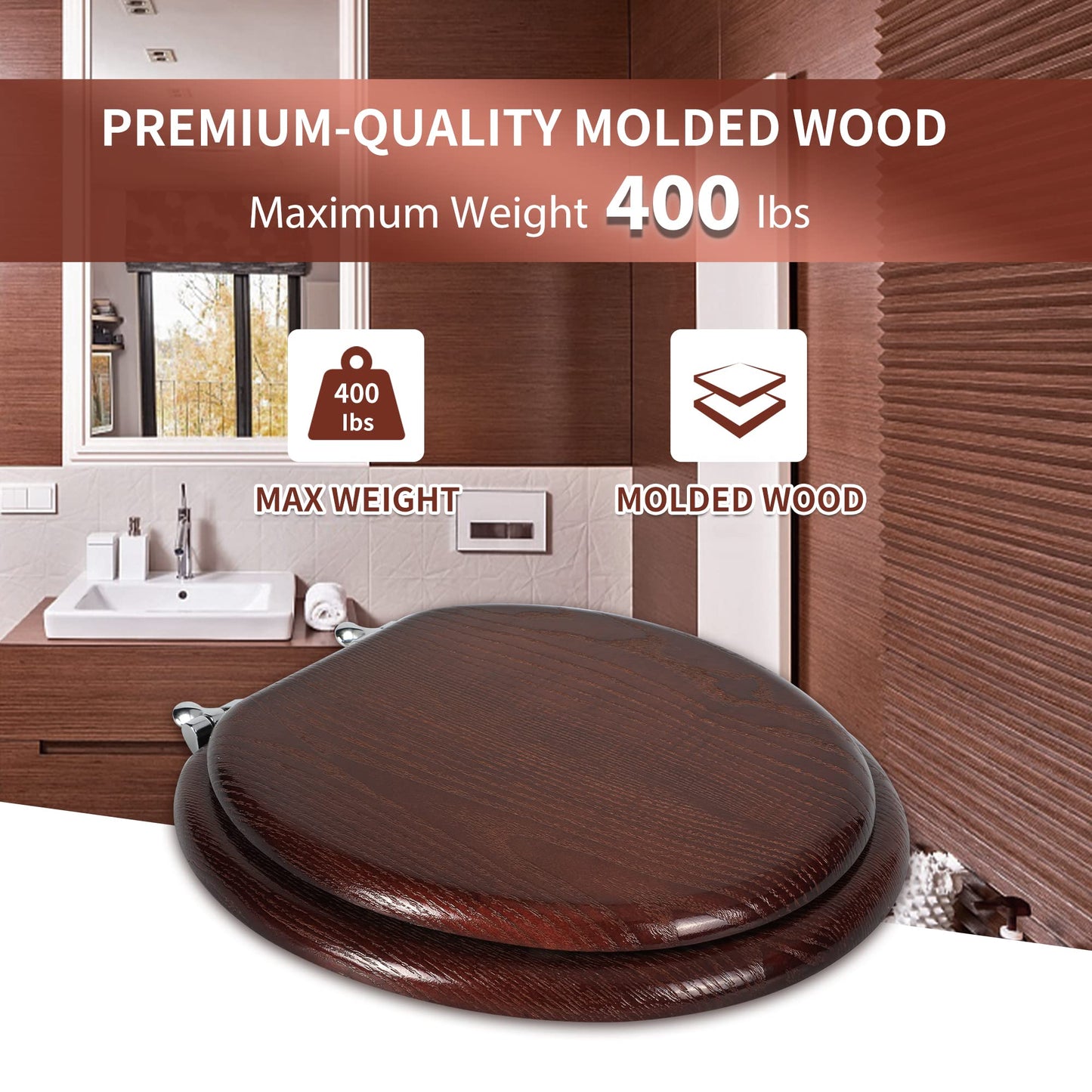 Angel Shield Wood Toilet Seat