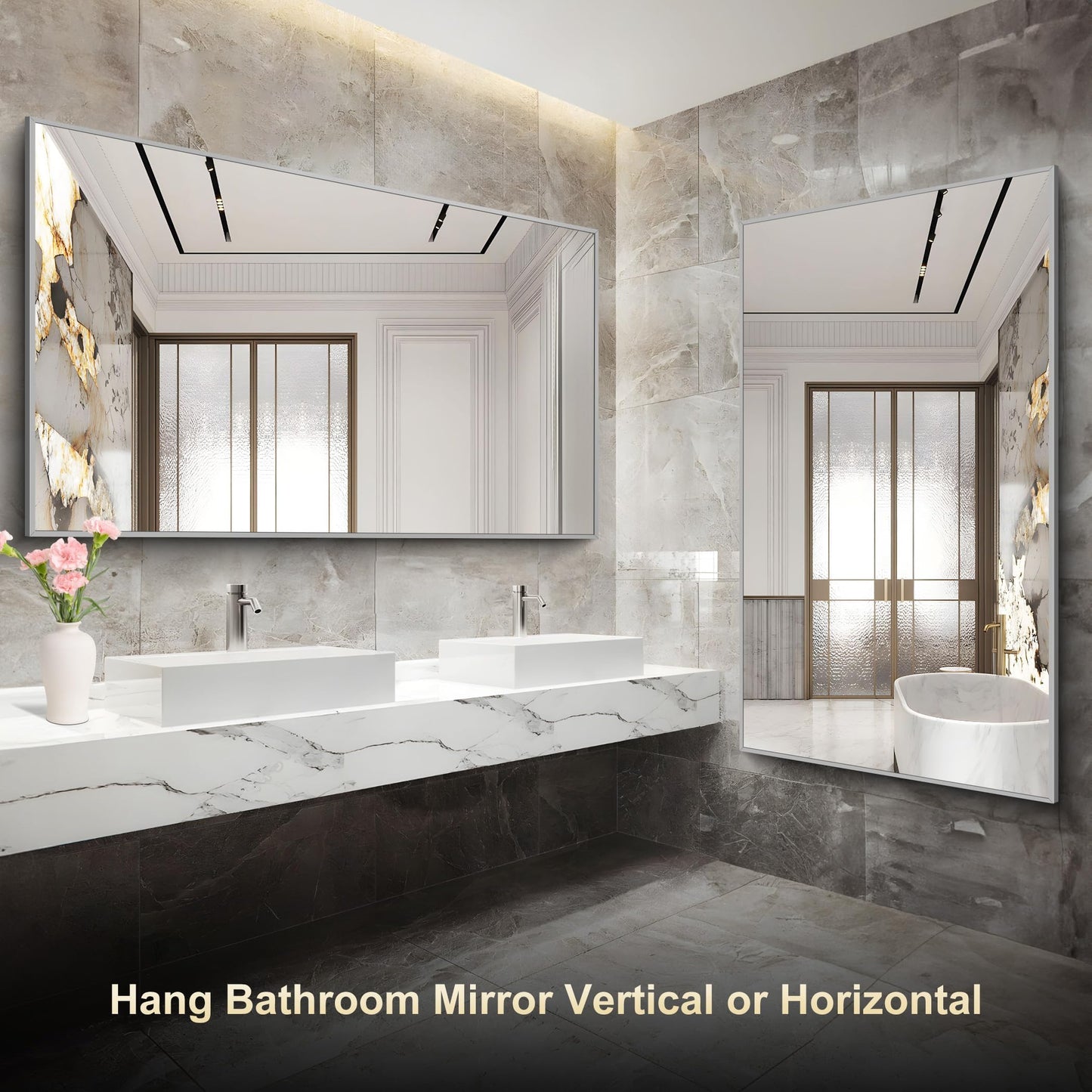 40x48 Black Bathroom Mirror