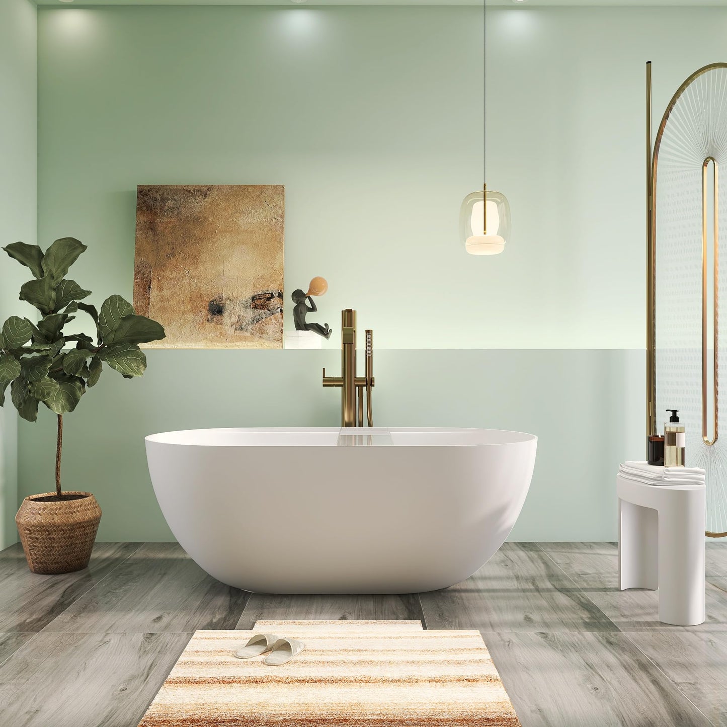 65" Solid Surface Tub - Cream