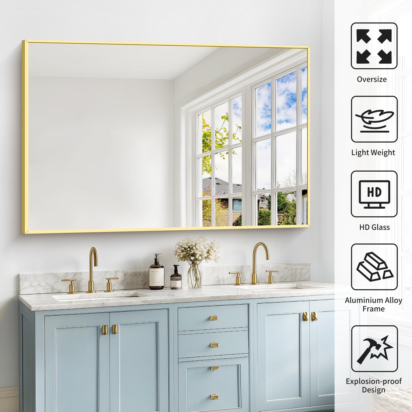 40x48 Black Bathroom Mirror