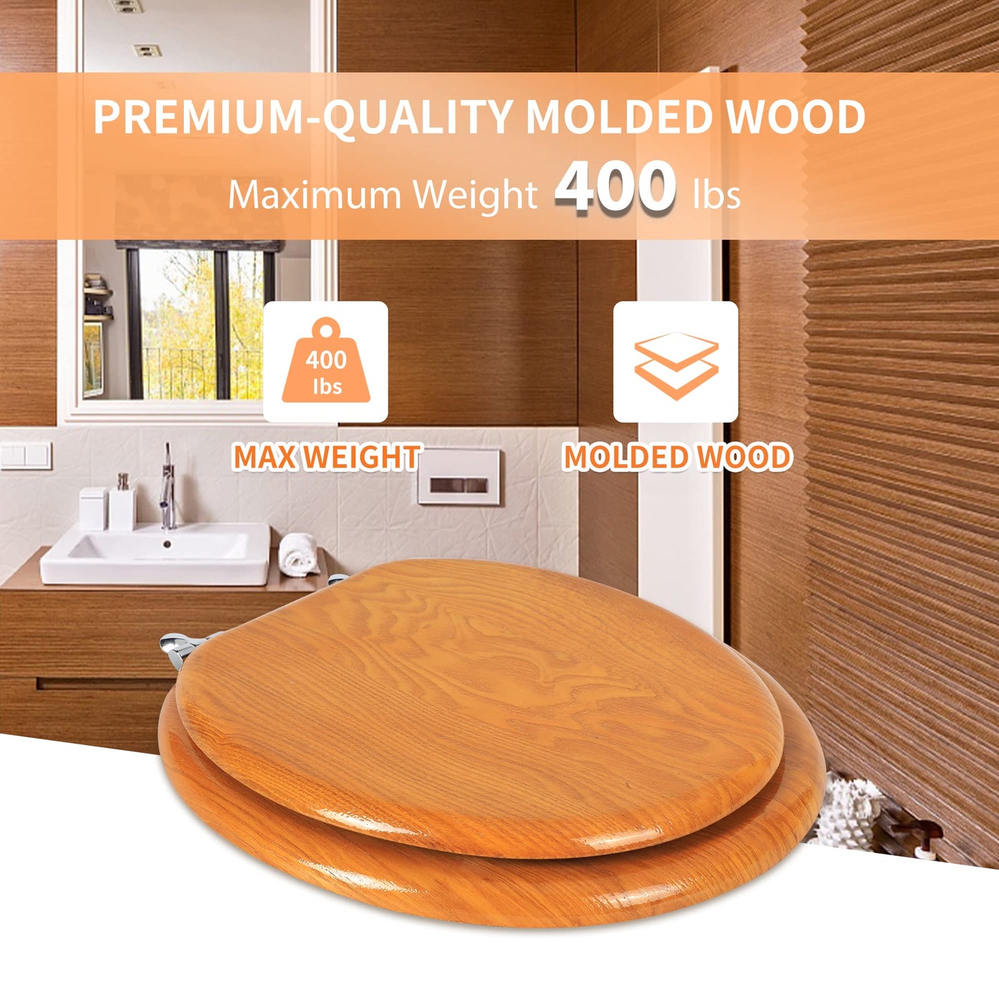 Angel Shield Wood Toilet Seat