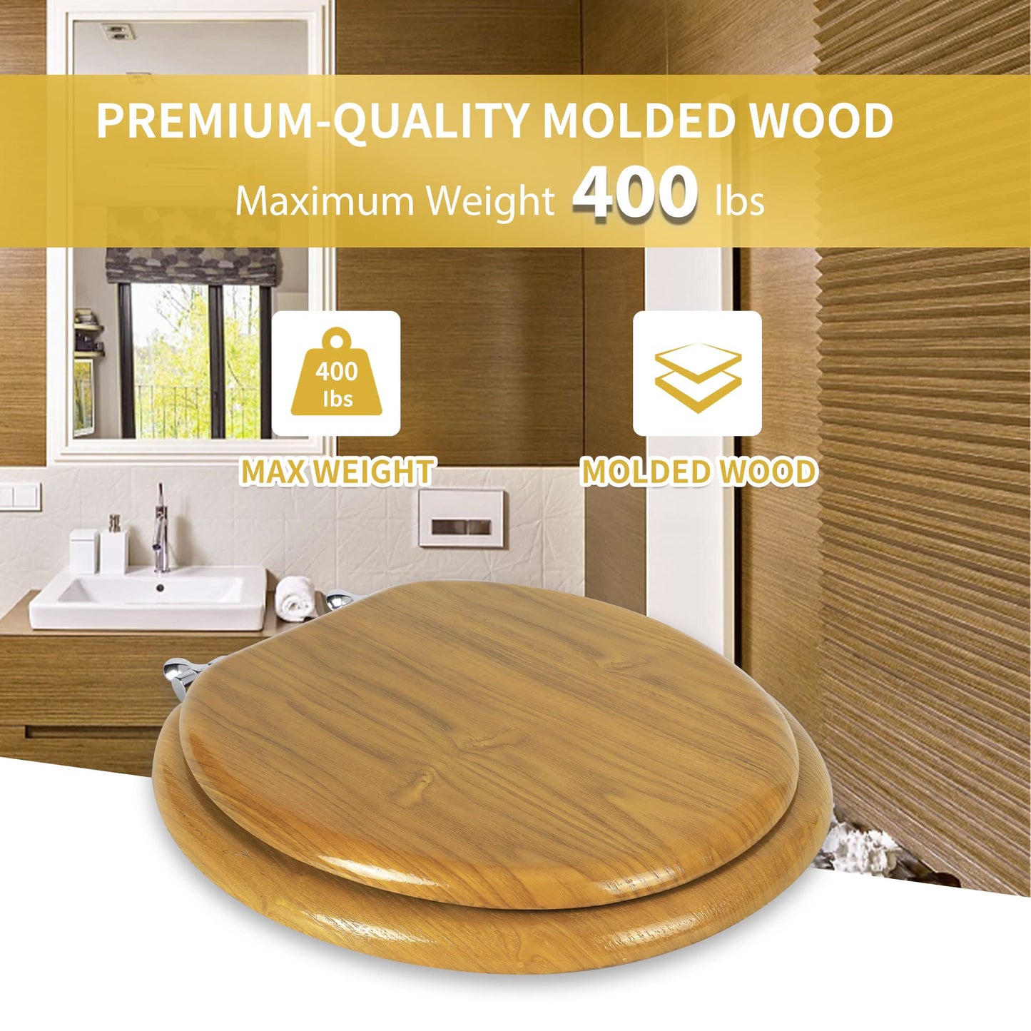 Angel Shield Wood Toilet Seat