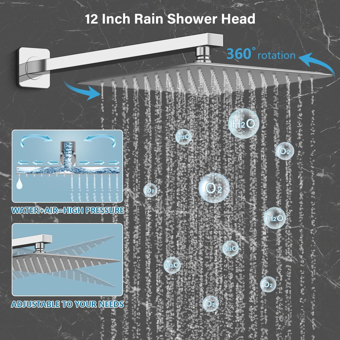 Black Shower Faucet Set - 10"