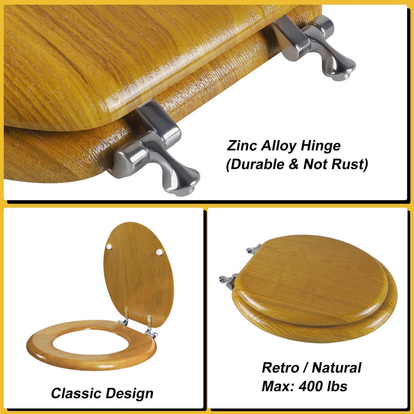 Angel Shield Wood Toilet Seat