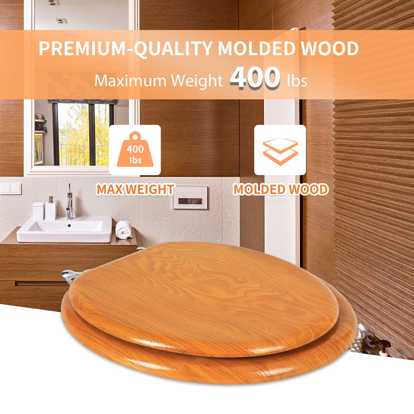 Angel Shield Wood Toilet Seat