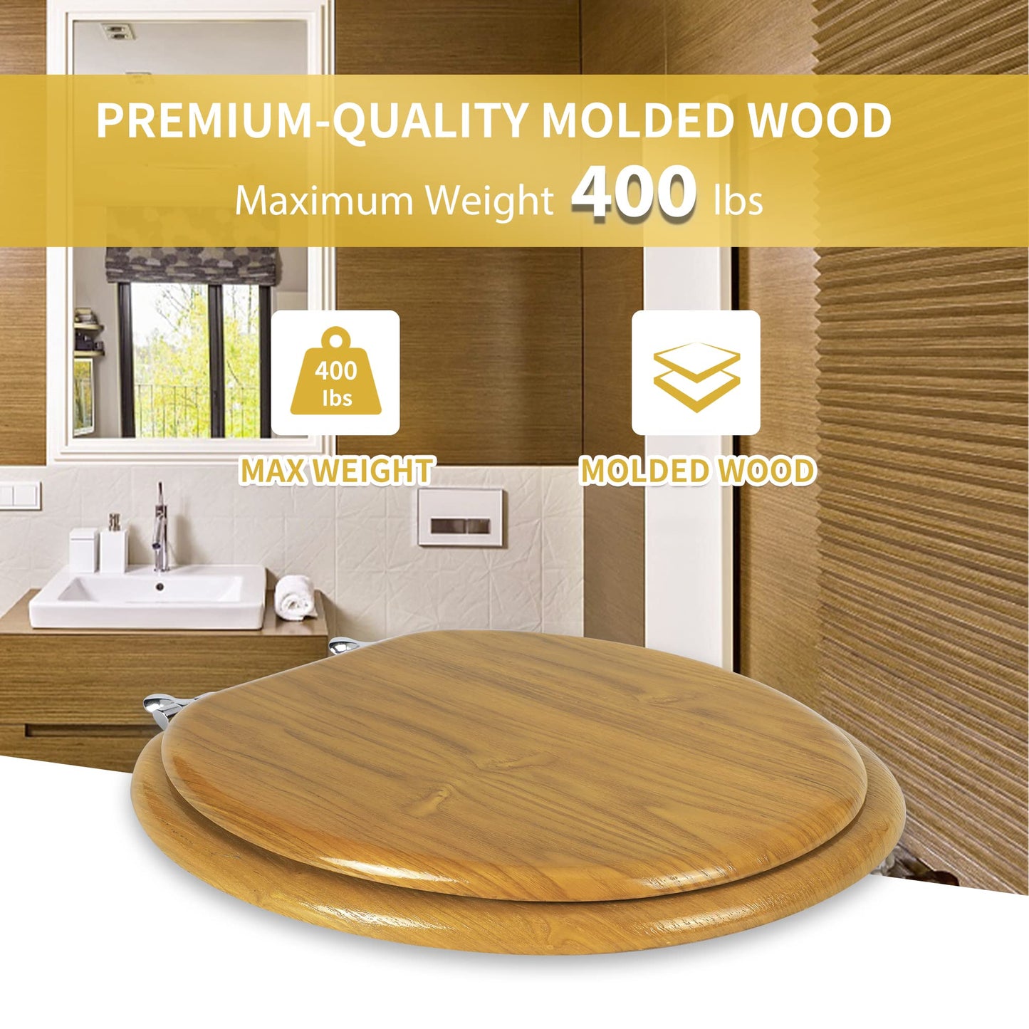 Angel Shield Wood Toilet Seat
