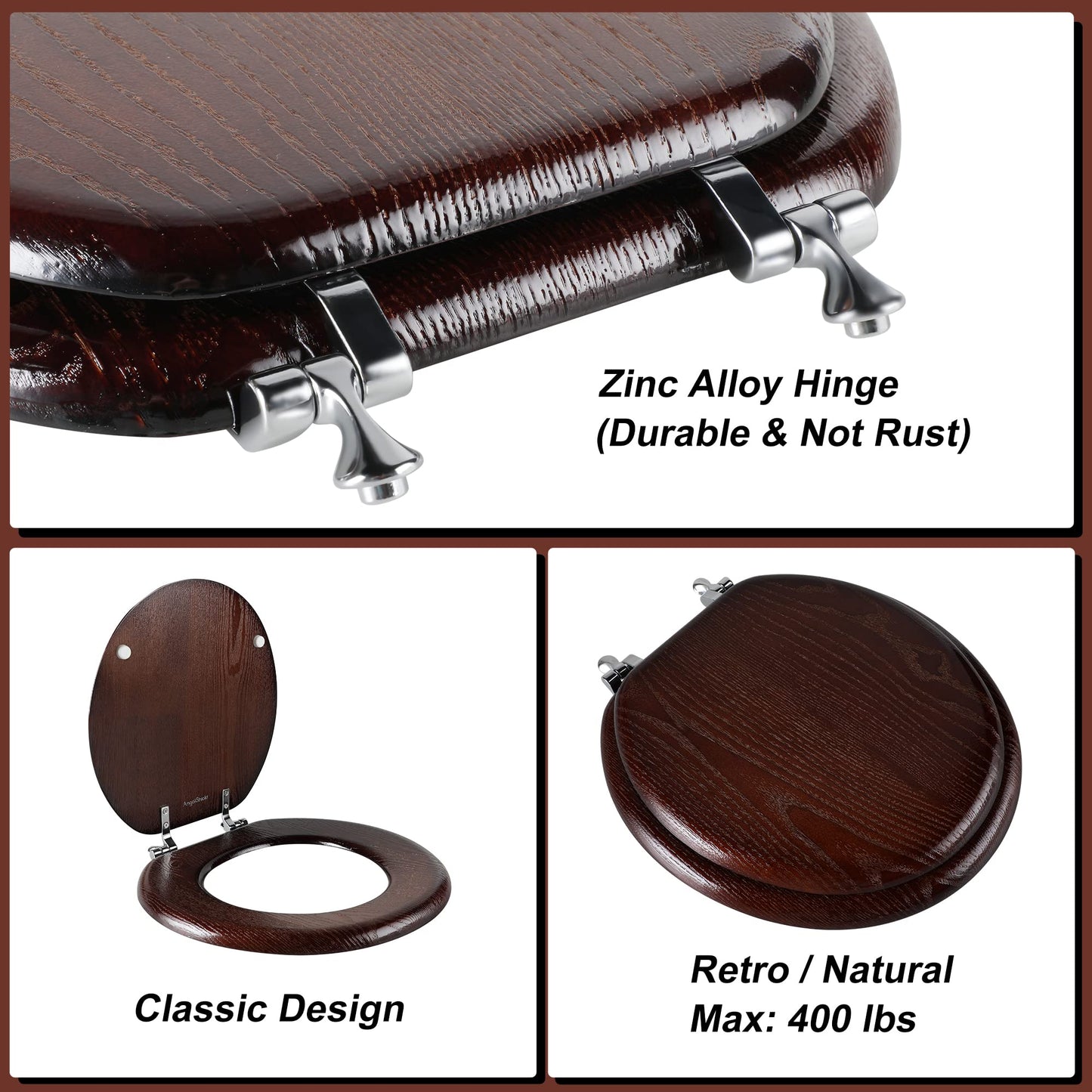 Angel Shield Wood Toilet Seat