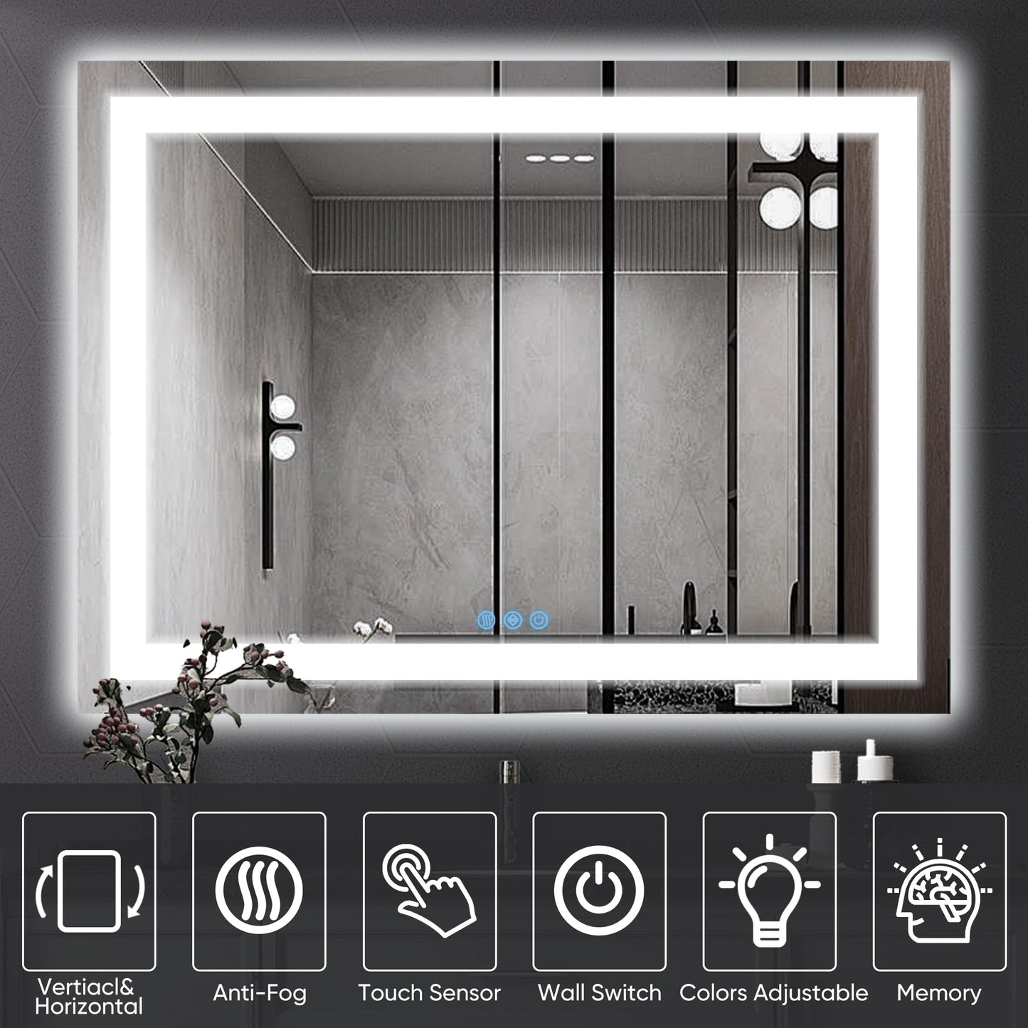 Antok 36x48 LED Bathroom Mirror