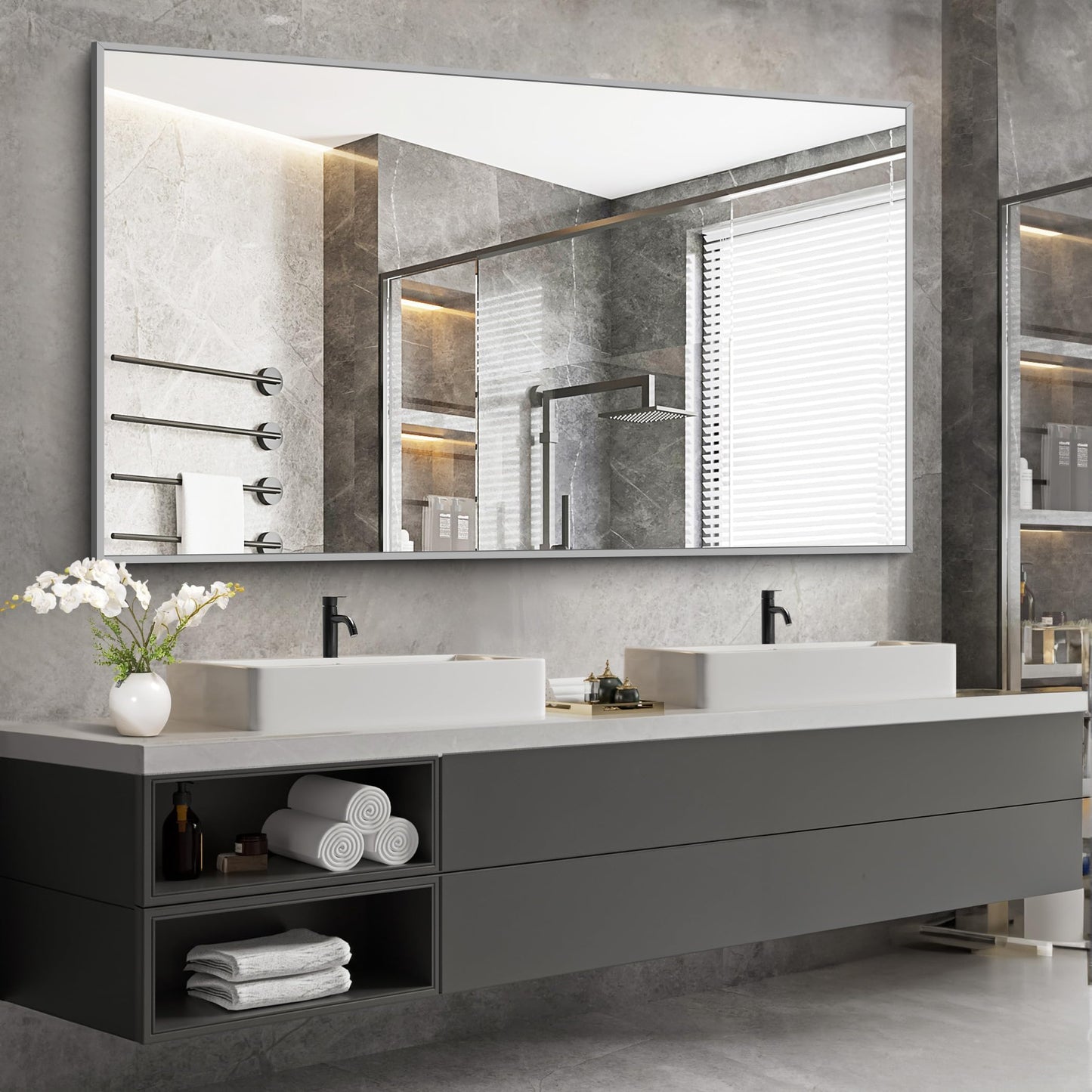 40x48 Black Bathroom Mirror