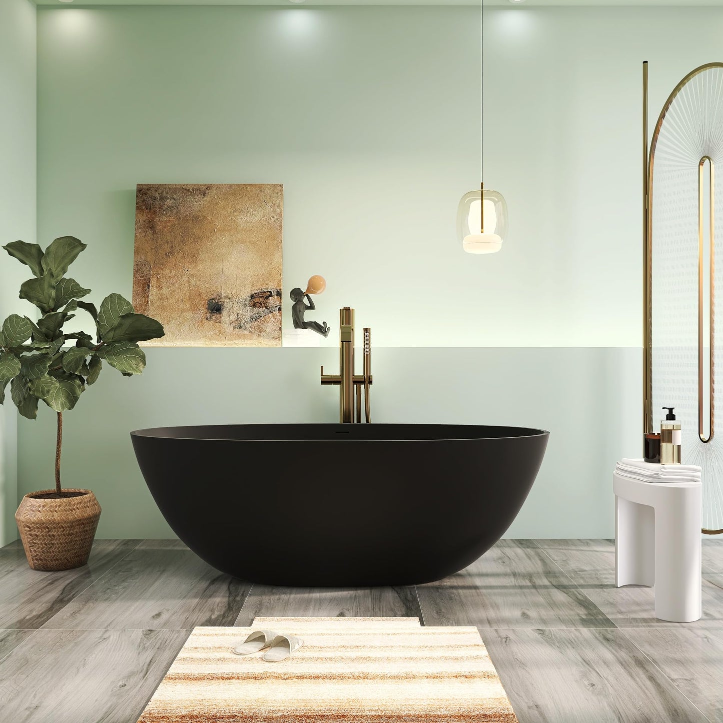 65" Solid Surface Tub - Cream