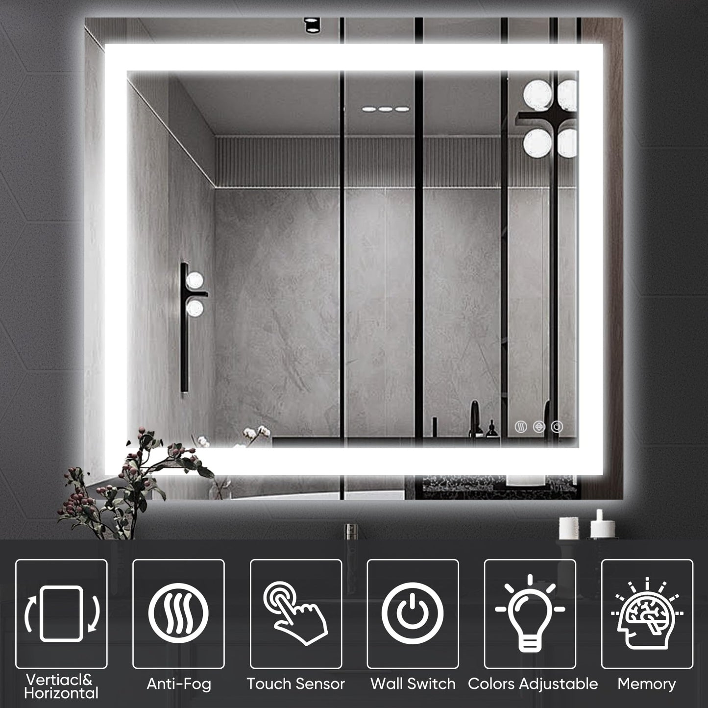 Antok 36x48 LED Bathroom Mirror
