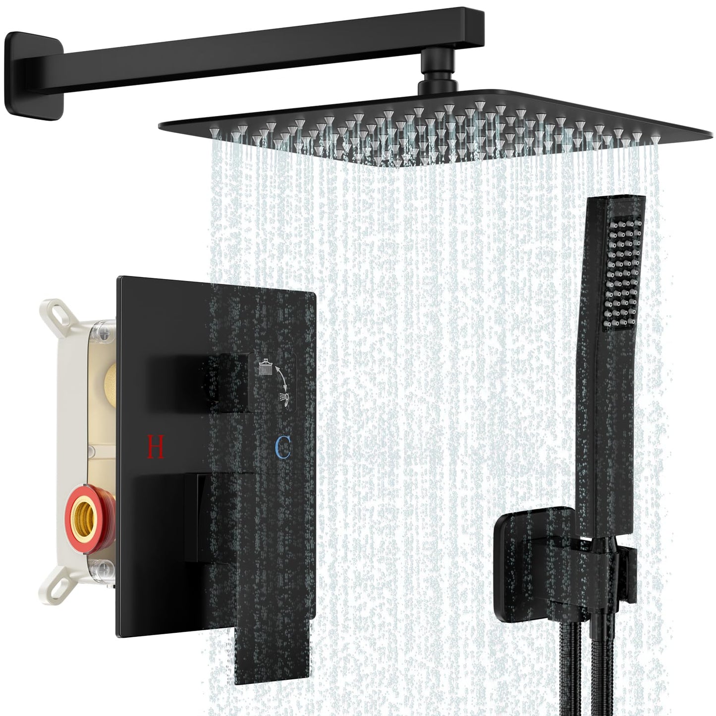 Black Shower Faucet Set - 10"