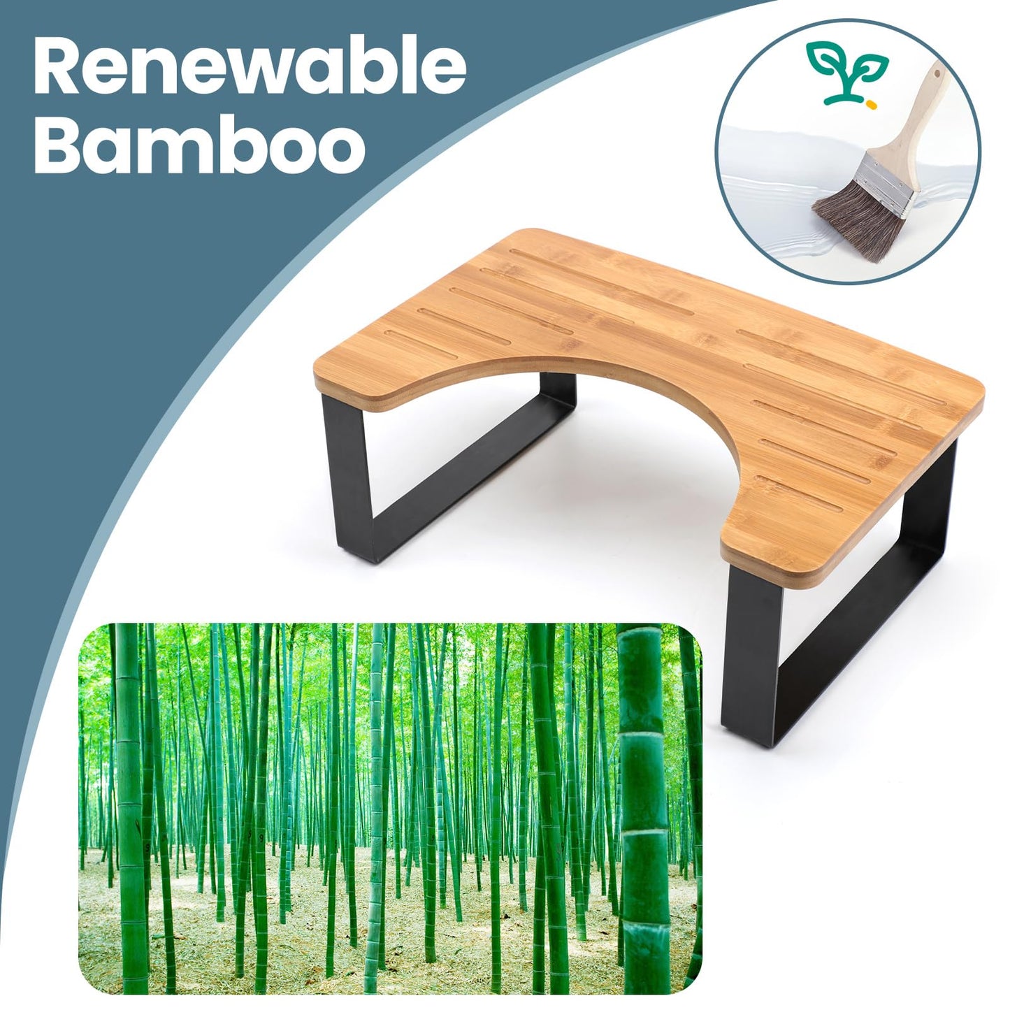 Black Bamboo Toilet Stool – Anti-Slip