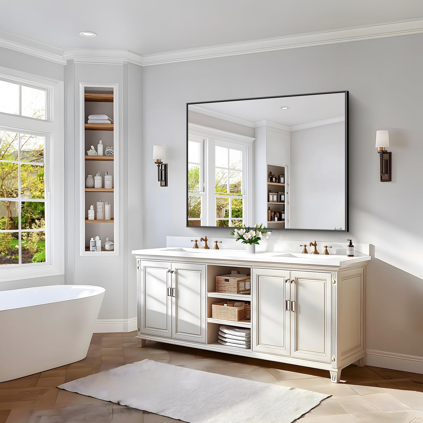 40x48 Black Bathroom Mirror