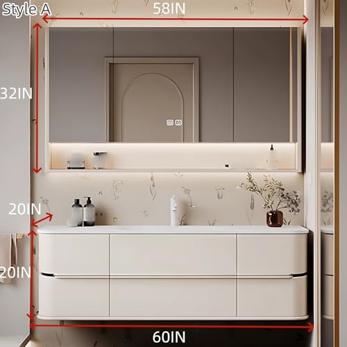 58" White Bathroom Cabinet