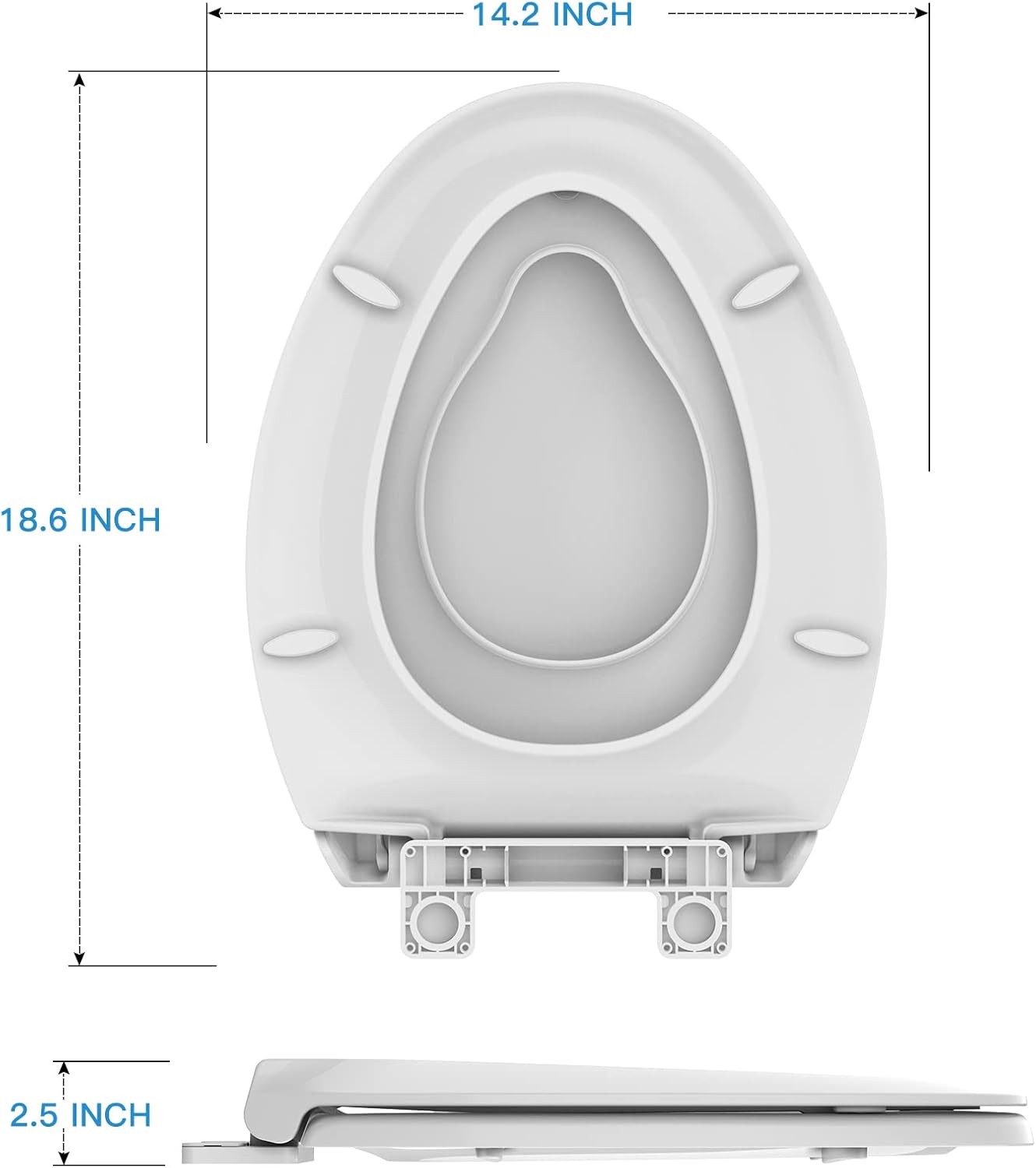 Elongated Toilet Seat with Toddler Seat, White