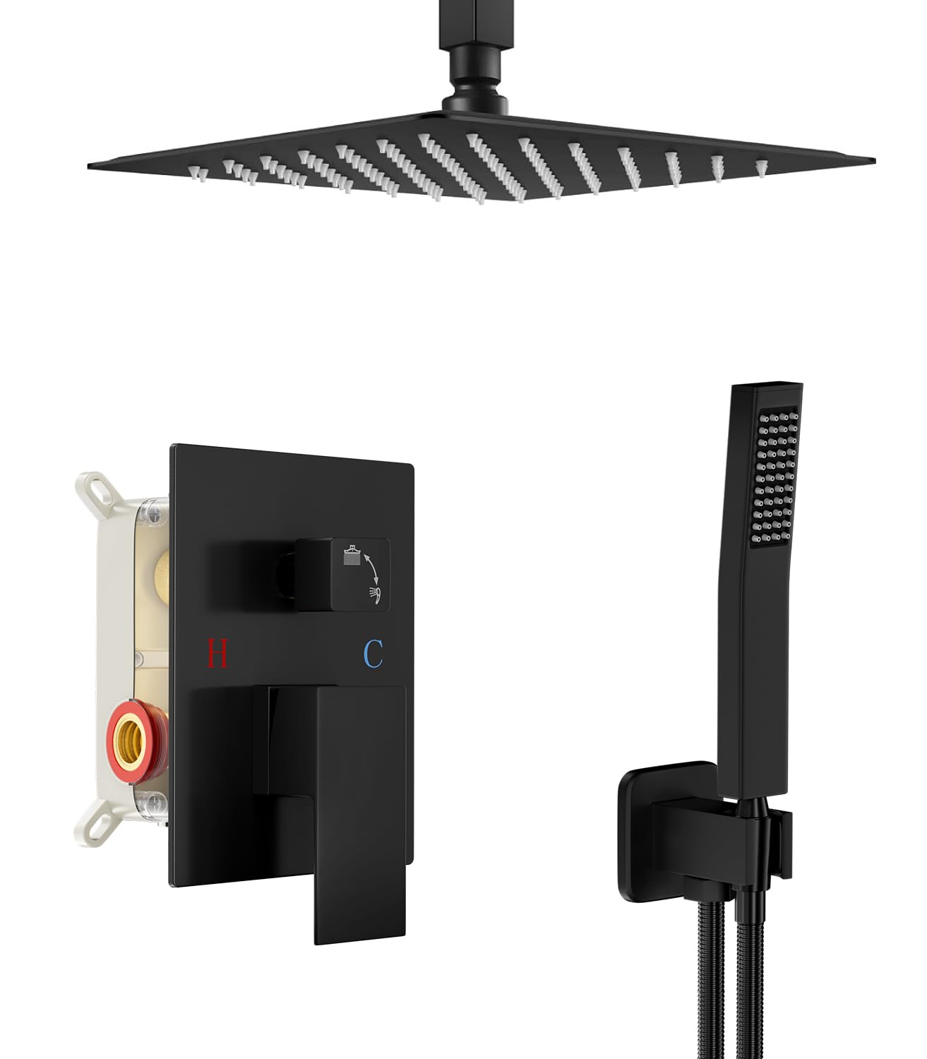 Black Shower Faucet Set - 10"
