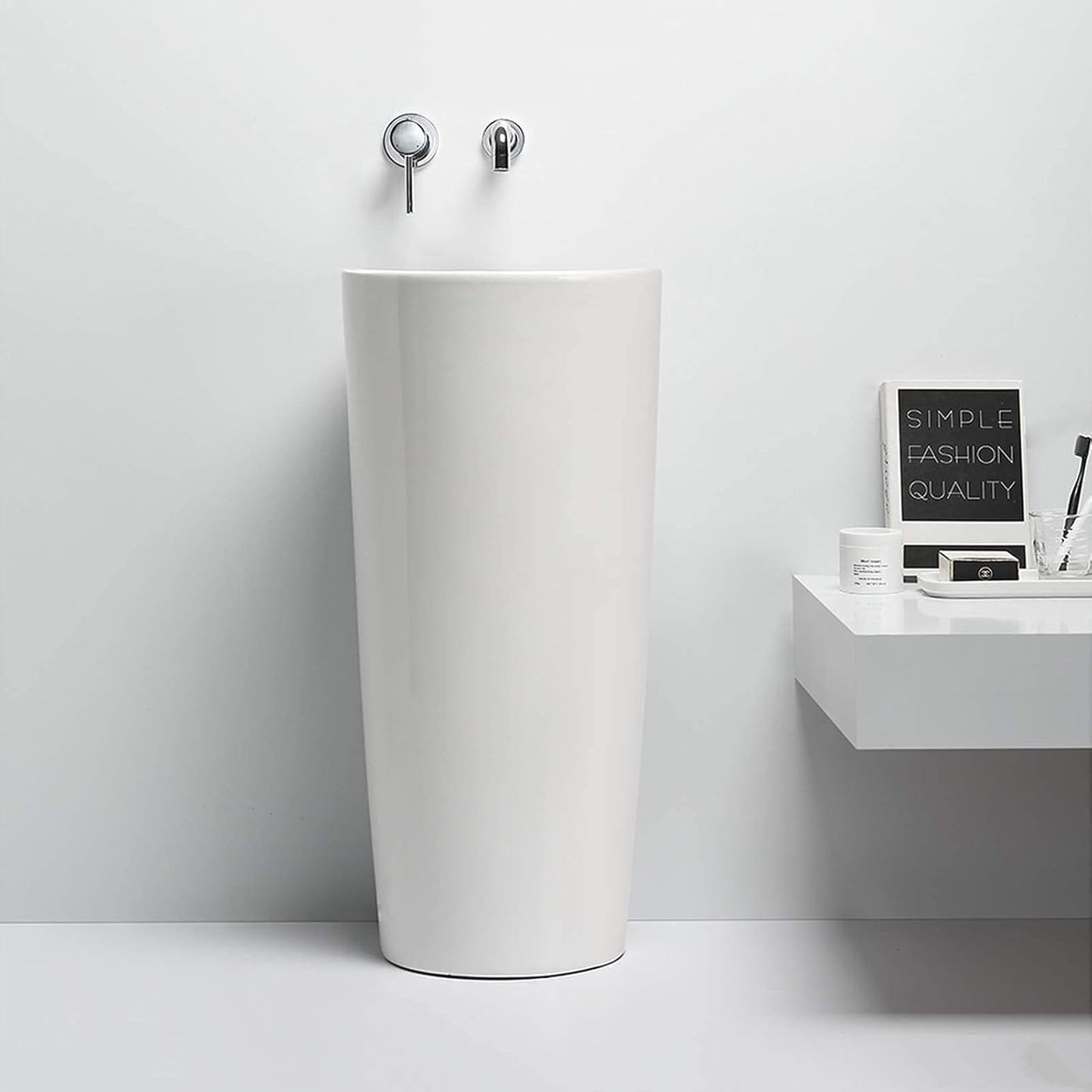 Siamese Round Vessel Sink, White