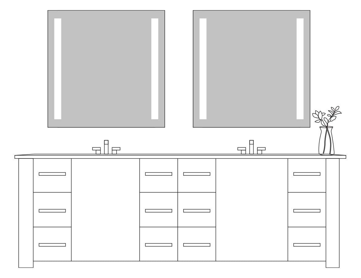 36x36" LED Lighted Bathroom Mirror