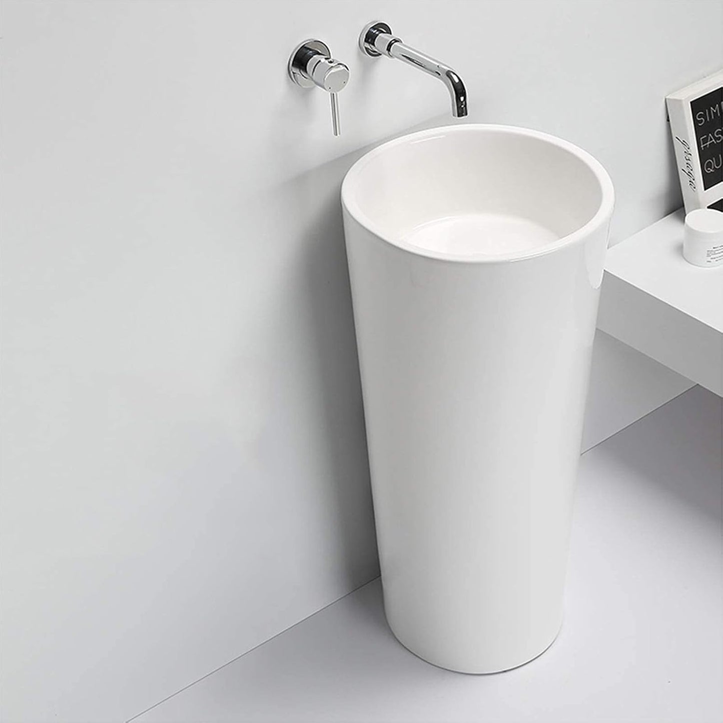 Siamese Round Vessel Sink, White