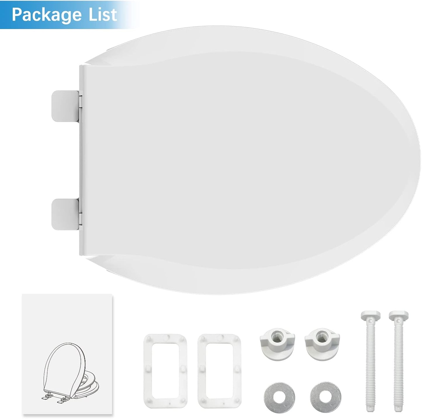 Elongated Toilet Seat with Toddler Seat, White