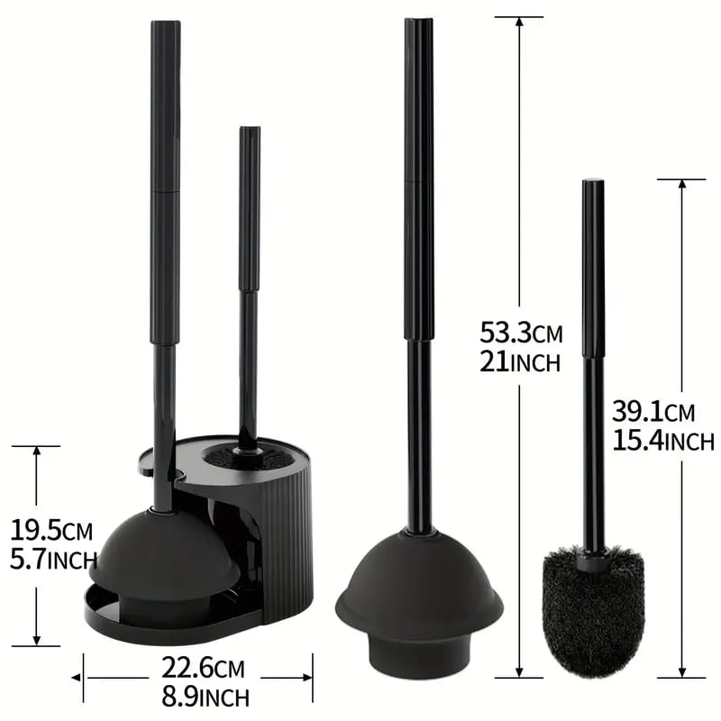 Toilet Plunger & Brush Combo, Black, 2-Pack