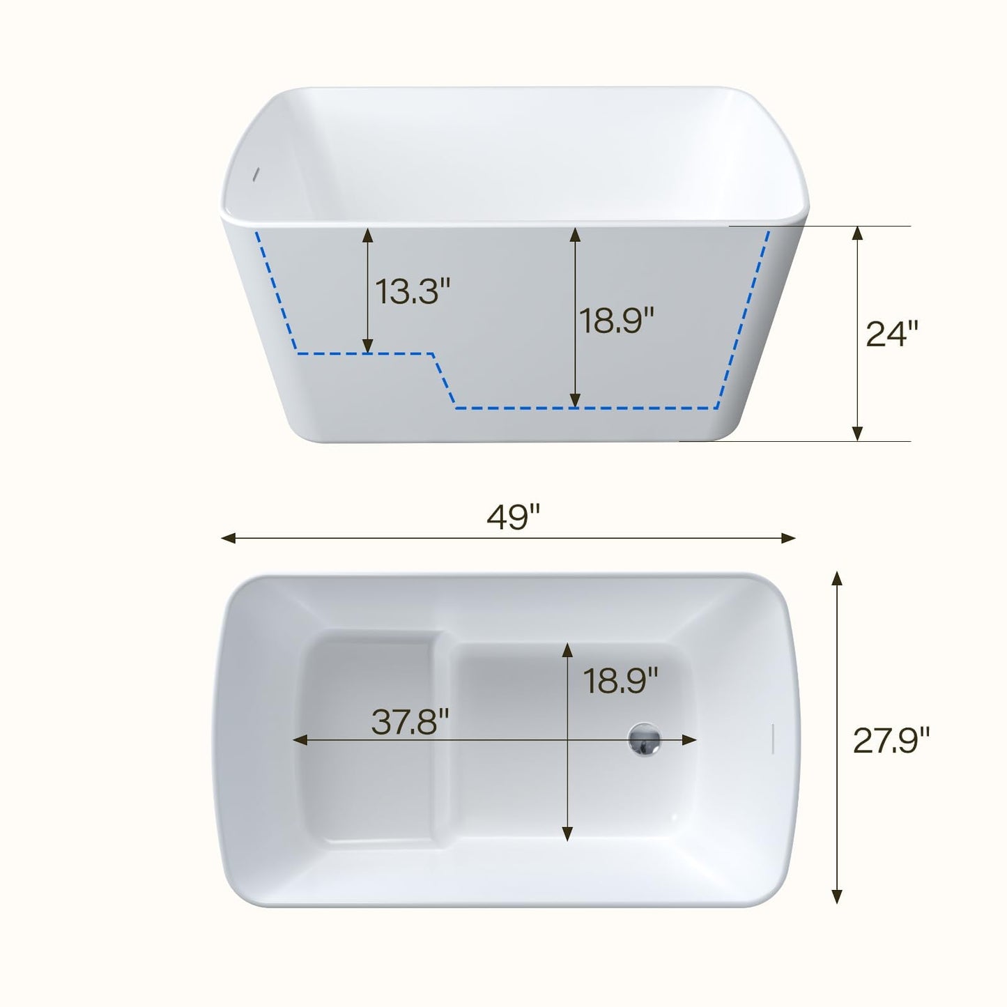 59" Freestanding Tub - White
