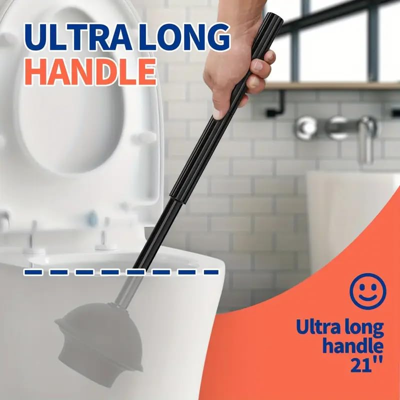 Toilet Plunger & Brush Combo, Black, 2-Pack