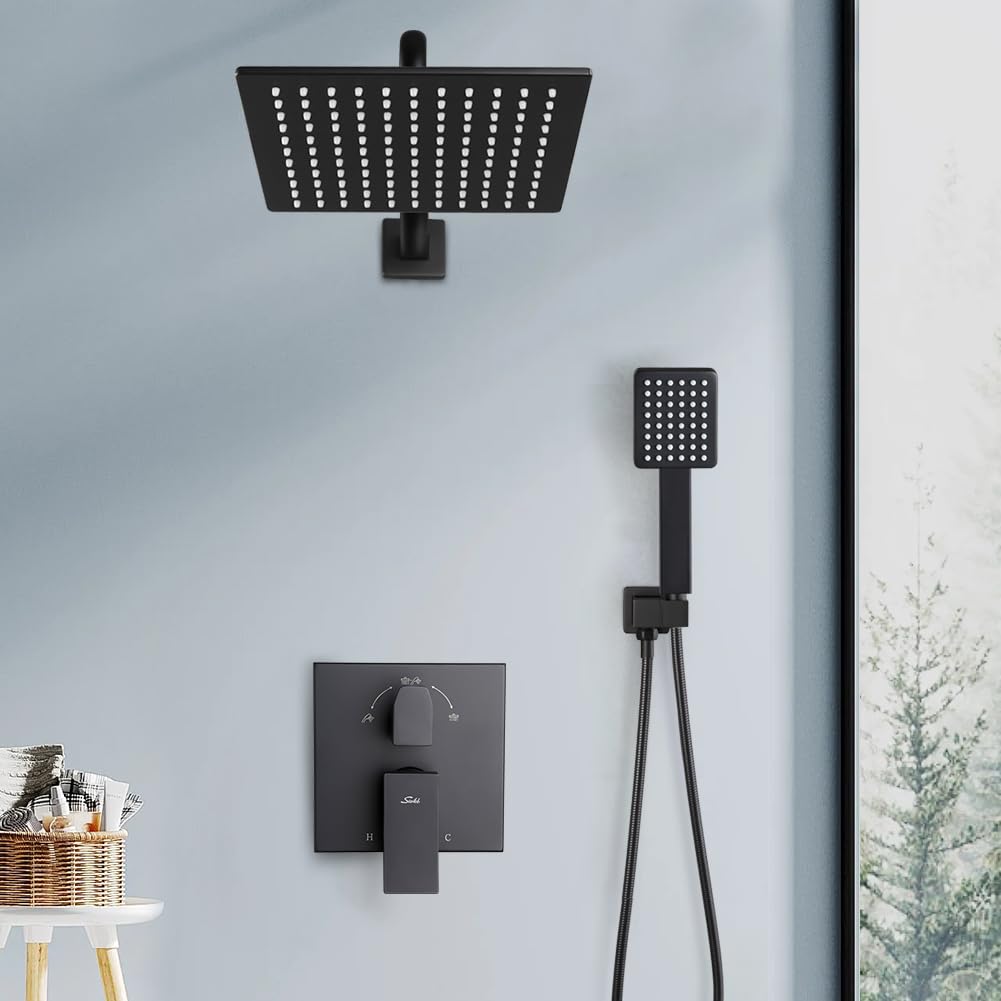 10" Matte Black Rain Shower Set