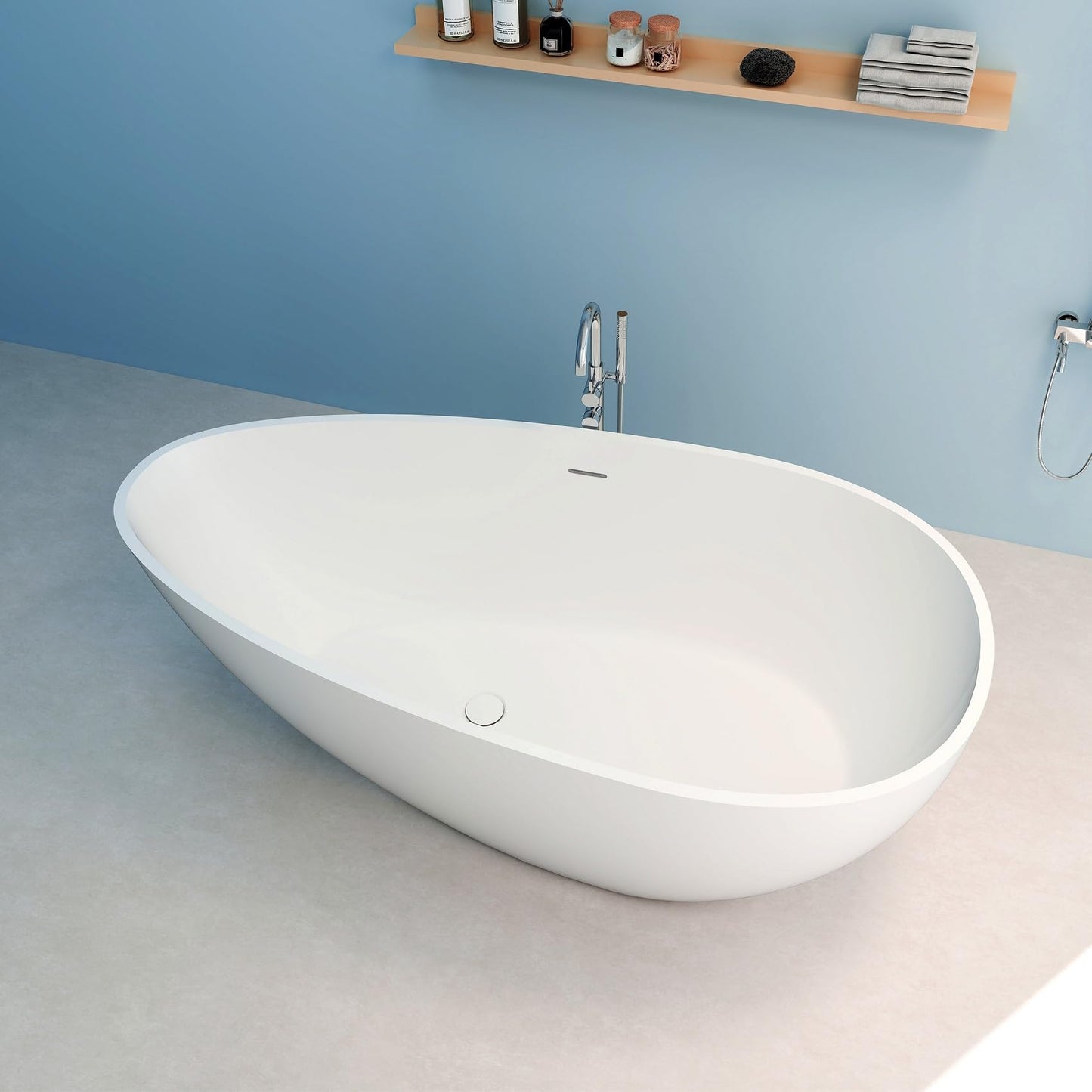 65" Solid Surface Tub - Cream