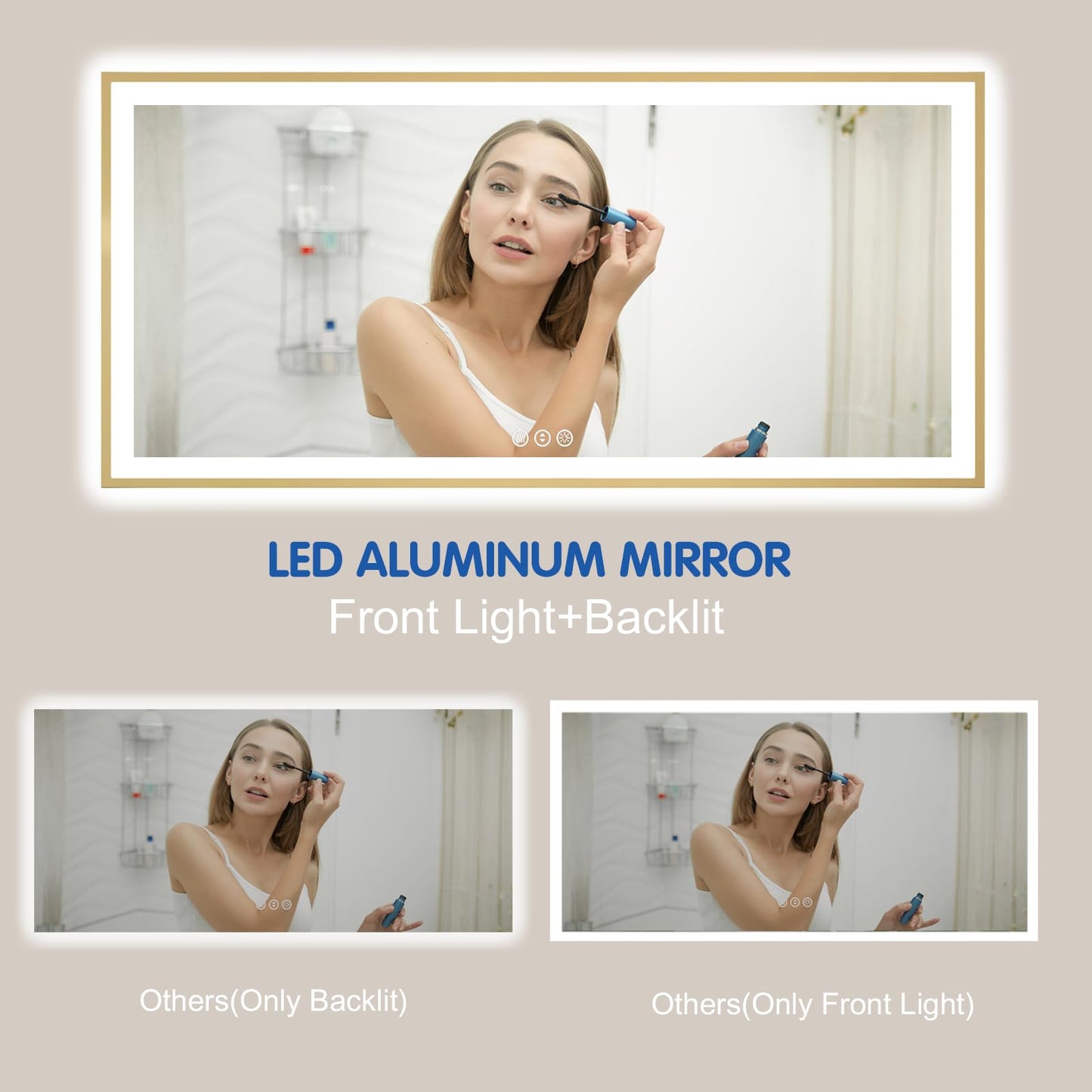 72x32 Gold LED Bathroom Mirror
