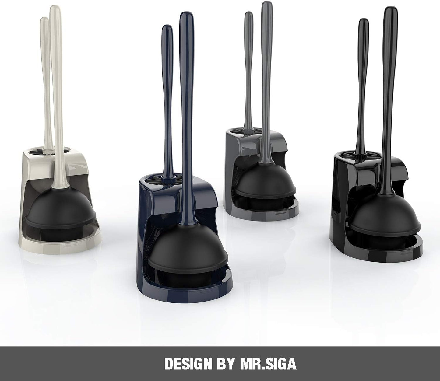 MR.SIGA Toilet Plunger & Brush Combo, Black