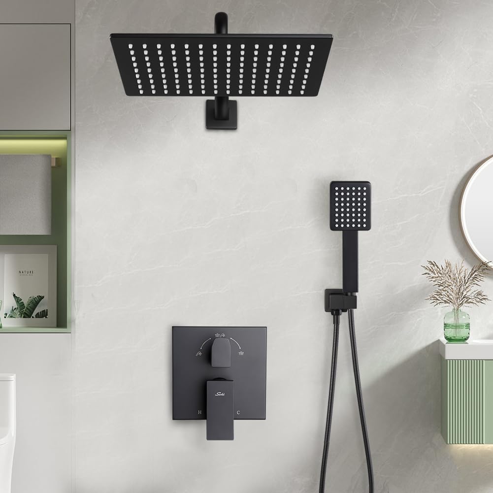 10" Matte Black Rain Shower Set
